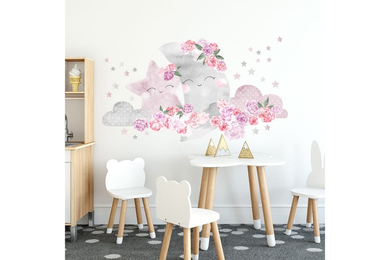 Måne Veggklistremerke Rosa - Innredning - Veggdekorasjon - Wallstickers