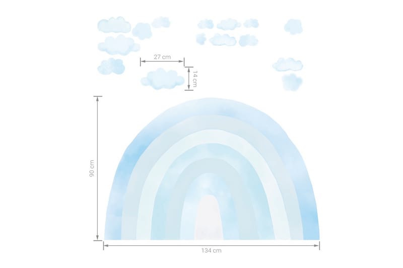 Regnbue Veggklistremerke Lyseblå - Innredning - Veggdekorasjon - Wallstickers