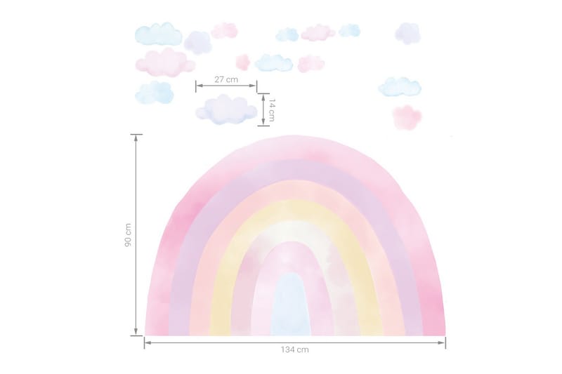 Regnbue Veggklistremerke Rosa - Innredning - Veggdekorasjon - Wallstickers
