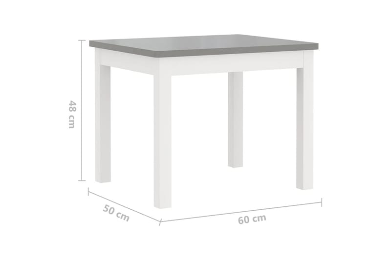 3-delers bord- og stolsett for barn hvit og grå MDF - Hvit - Møbler - Barnemøbler - Barnebord