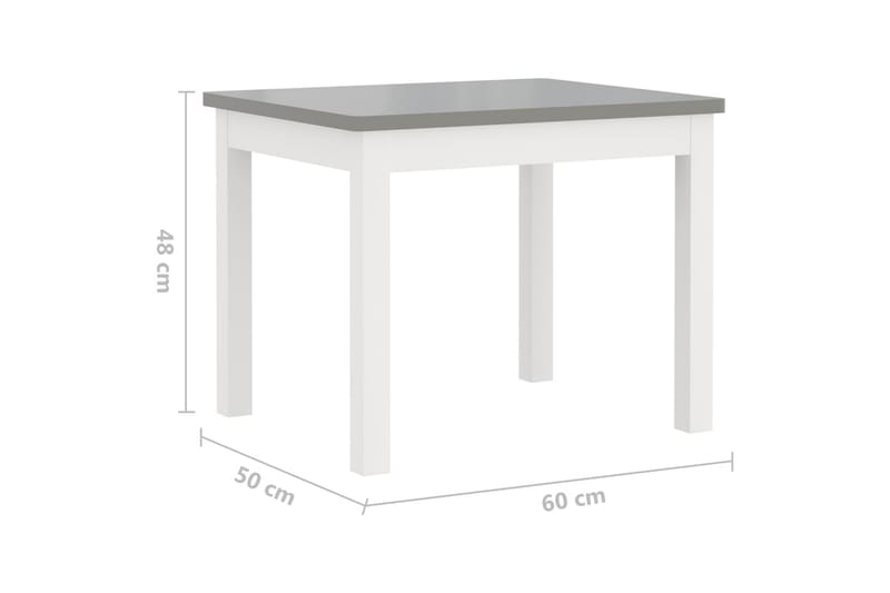 4-delers bord- og stolsett for barn hvit og grå MDF - Hvit - Møbler - Barnemøbler - Barnebord