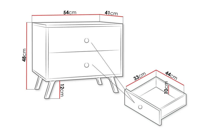 Emyvale Barnsengbord 48 cm - Hvid - Møbler - Barnemøbler - Barnebord - Nattbord barn