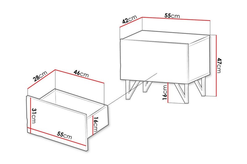 Glenndale Barnsengbord 47 cm - Hvid - Møbler - Barnemøbler - Barnebord - Nattbord barn