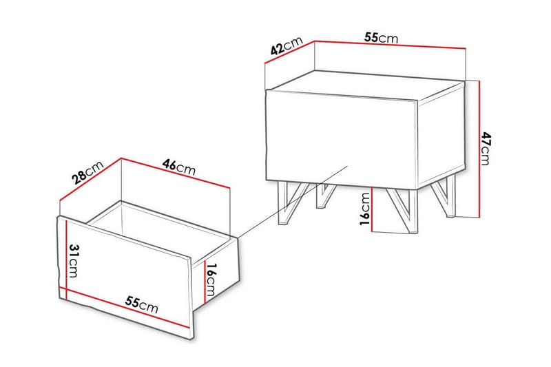 Glenndale Barnsengbord 47 cm - Svart - Møbler - Barnemøbler - Barnebord - Nattbord barn