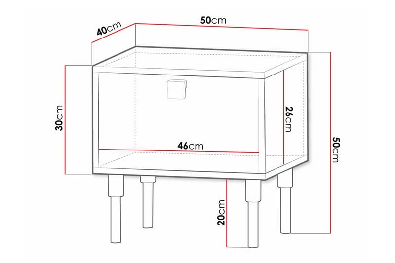 Glenndale Barnsengbord 50 cm - Svart - Møbler - Barnemøbler - Barnebord - Nattbord barn