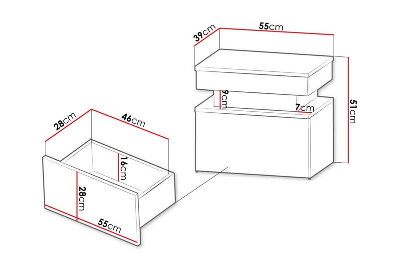 Glenndale Barnsengbord 51 cm - Hvid - Møbler - Barnemøbler - Barnebord - Nattbord barn