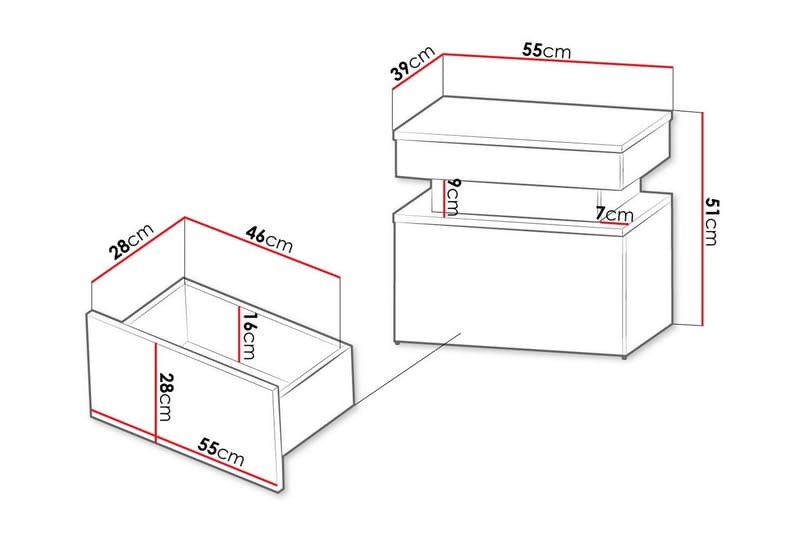 Glenndale Barnsengbord 51 cm - Svart - Møbler - Barnemøbler - Barnebord - Nattbord barn