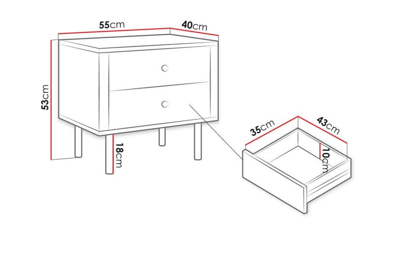 Glenndale Barnsengbord 53 cm - Hvid - Møbler - Barnemøbler - Barnebord - Nattbord barn