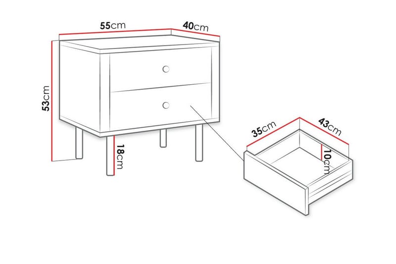 Glenndale Barnsengbord 53 cm - Svart - Møbler - Barnemøbler - Barnebord - Nattbord barn