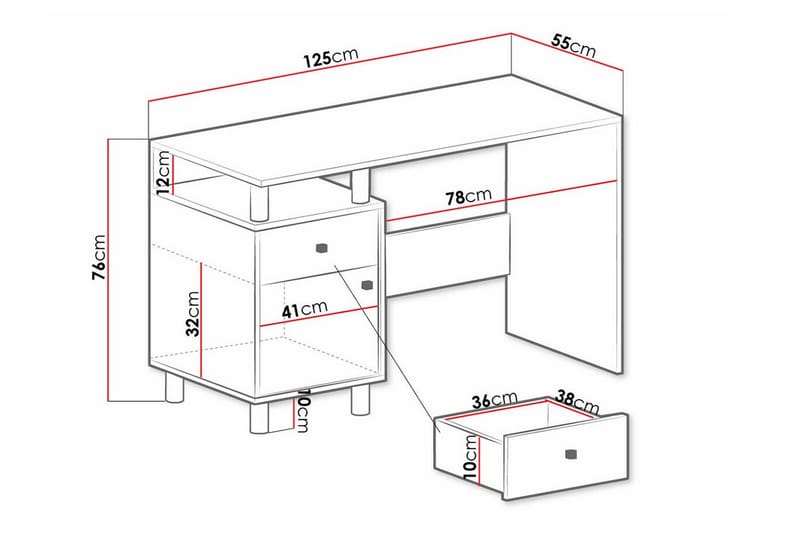 Edinbane Barnekontorpult 76 cm - Hvid - Møbler - Barnemøbler - Barnebord - Skrivepult barn