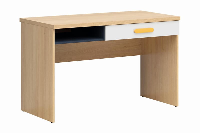 Natuli Barneskrivebord 120 cm - Tre/natur/Hvit/Gul - Skrivepult barn