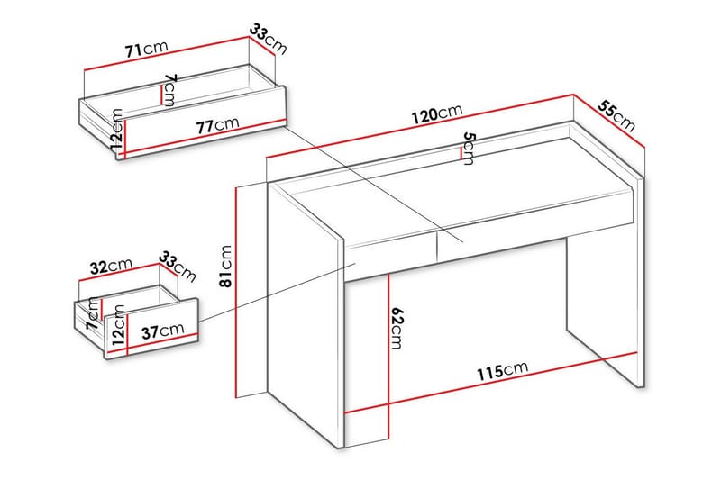 Rathmore Barneskrivebord 74 cm - Grå - Møbler - Barnemøbler - Barnebord - Skrivepult barn