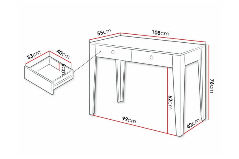 Rathmore Barneskrivebord 76 cm - Hvid - Møbler - Barnemøbler - Barnebord - Skrivepult barn