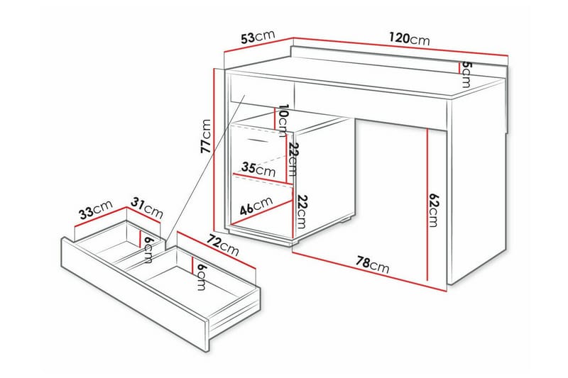 Rathmore Barneskrivebord 77 cm - Svart - Møbler - Barnemøbler - Barnebord - Skrivepult barn