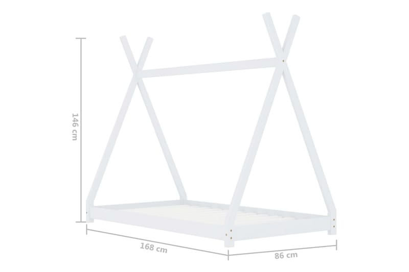 Sengeramme for husseng barn heltre furu hvit 80x160 cm - Møbler - Barnemøbler - Barneseng & Juniorseng - Husseng