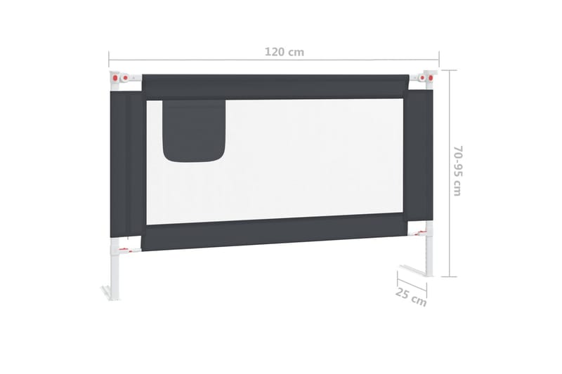 Sengehest småbarn mørkegrå 120x25 cm stoff - Grå - Møbler - Barnemøbler - Barneseng & Juniorseng