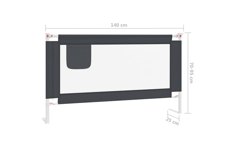 Sengehest småbarn mørkegrå 140x25 cm stoff - Grå - Møbler - Barnemøbler - Barneseng & Juniorseng