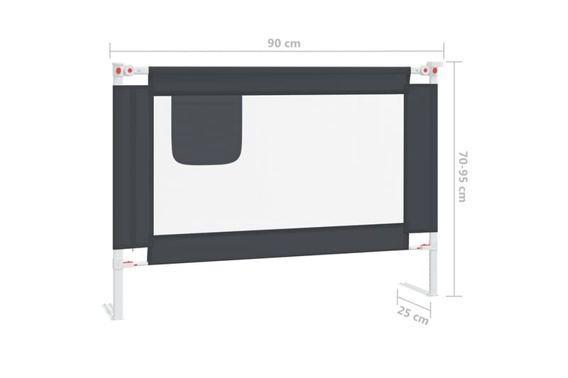 Sengehest småbarn mørkegrå 90x25 cm stoff - Grå - Møbler - Barnemøbler - Barneseng & Juniorseng