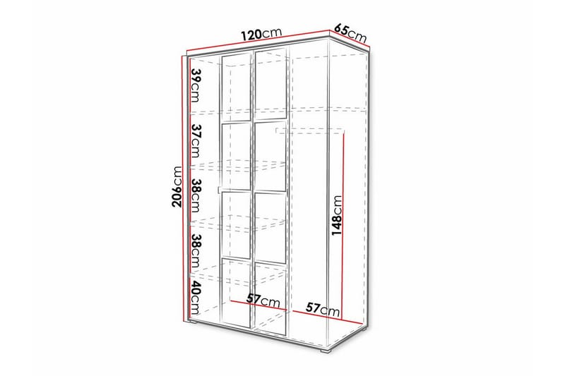 Aberfelt Barne Skap 120x206 cm - Hvid - Møbler - Barnemøbler - Oppbevaring barnerom - Skap barnerom