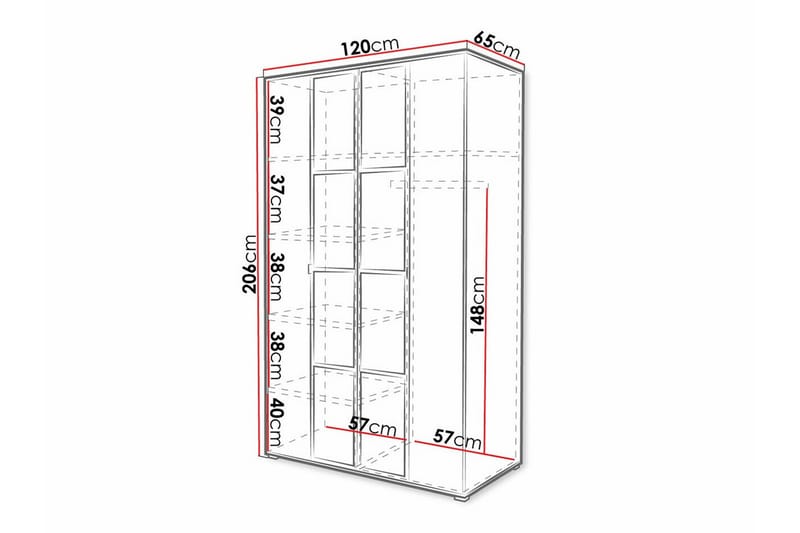 Aberfelt Barne Skap 120x206 cm - Svart - Møbler - Barnemøbler - Oppbevaring barnerom - Skap barnerom