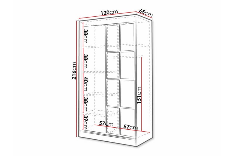 Aberfelt Barne Skap 120x216 cm - Svart - Møbler - Barnemøbler - Oppbevaring barnerom - Skap barnerom