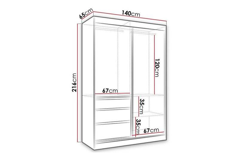 Aberfelt Barne Skap 140x216 cm - Hvid - Møbler - Barnemøbler - Oppbevaring barnerom - Skap barnerom