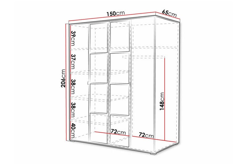 Aberfelt Barne Skap 150x206 cm - Hvid - Møbler - Barnemøbler - Oppbevaring barnerom - Skap barnerom