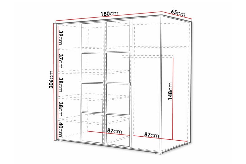 Aberfelt Barne Skap 180x206 cm - Svart - Møbler - Barnemøbler - Oppbevaring barnerom - Skap barnerom