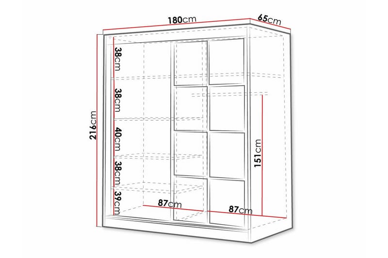 Aberfelt Barne Skap 180x216 cm - Svart - Møbler - Barnemøbler - Oppbevaring barnerom - Skap barnerom