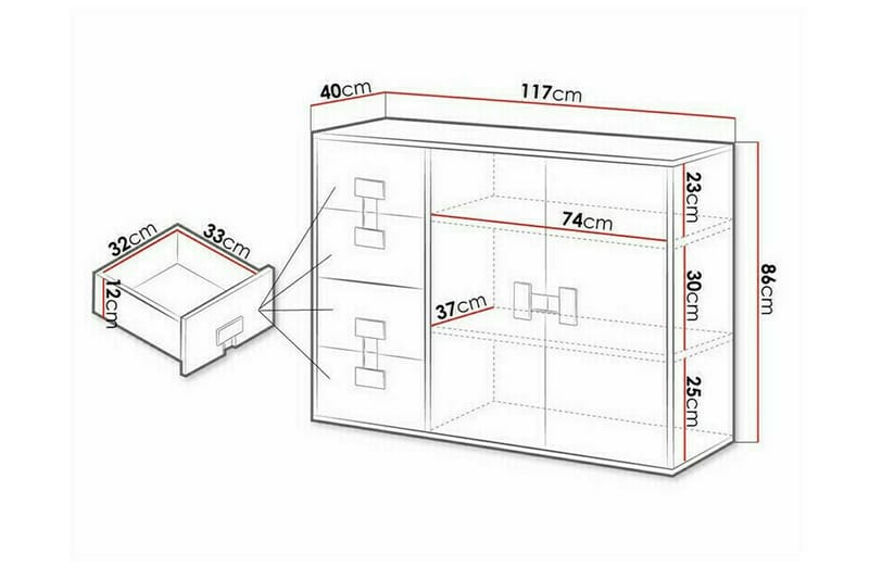 Castlebay Barneskap 117x86 cm - Grå høyglans - Møbler - Barnemøbler - Oppbevaring barnerom - Skap barnerom