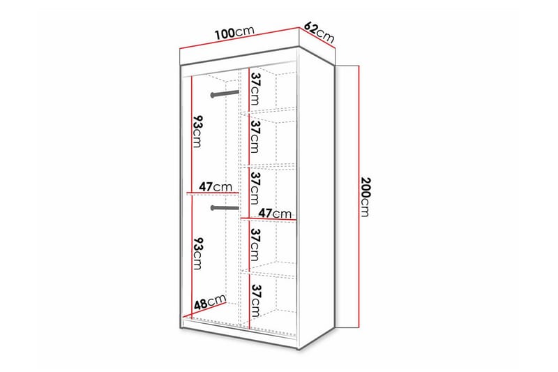 Dunvegan Garderobe 100x200 cm - Hvid - Møbler - Barnemøbler - Oppbevaring barnerom - Skap barnerom