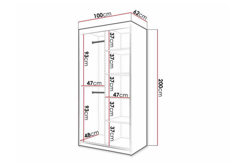 Dunvegan Garderobe 100x200 cm - Hvid - Møbler - Barnemøbler - Oppbevaring barnerom - Skap barnerom