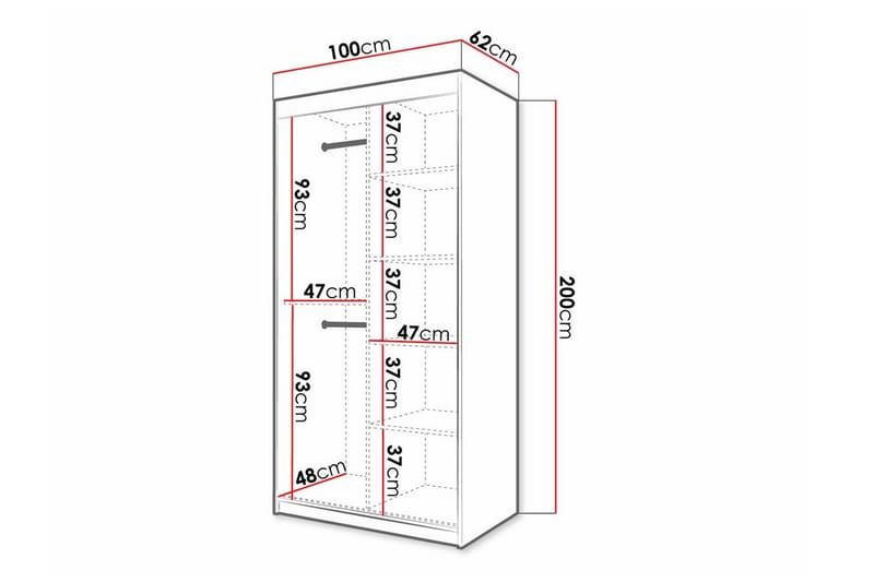 Dunvegan Garderobe 100x200 cm - Hvid - Møbler - Barnemøbler - Oppbevaring barnerom - Skap barnerom