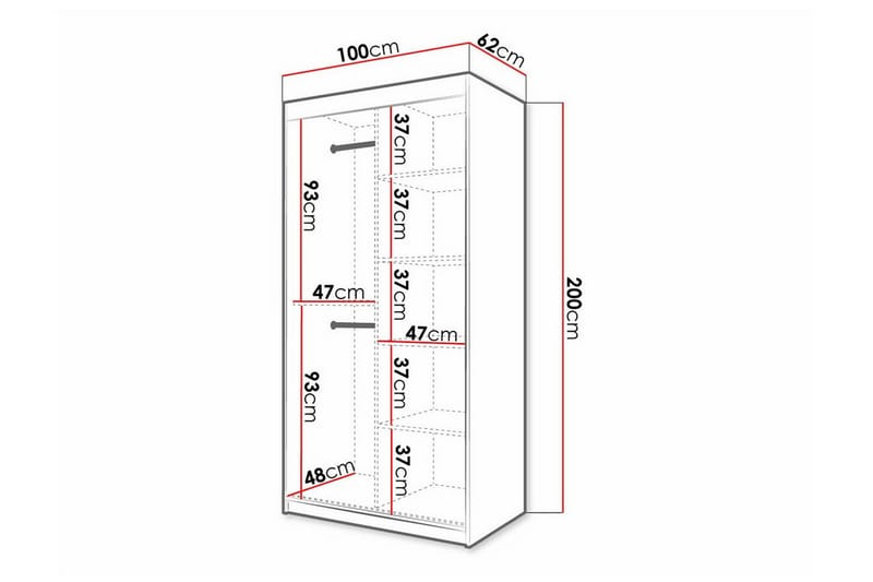 Dunvegan Garderobe 100x200 cm - Svart - Møbler - Barnemøbler - Oppbevaring barnerom - Skap barnerom