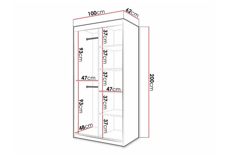 Dunvegan Garderobe 100x200 cm - Svart - Møbler - Barnemøbler - Oppbevaring barnerom - Skap barnerom