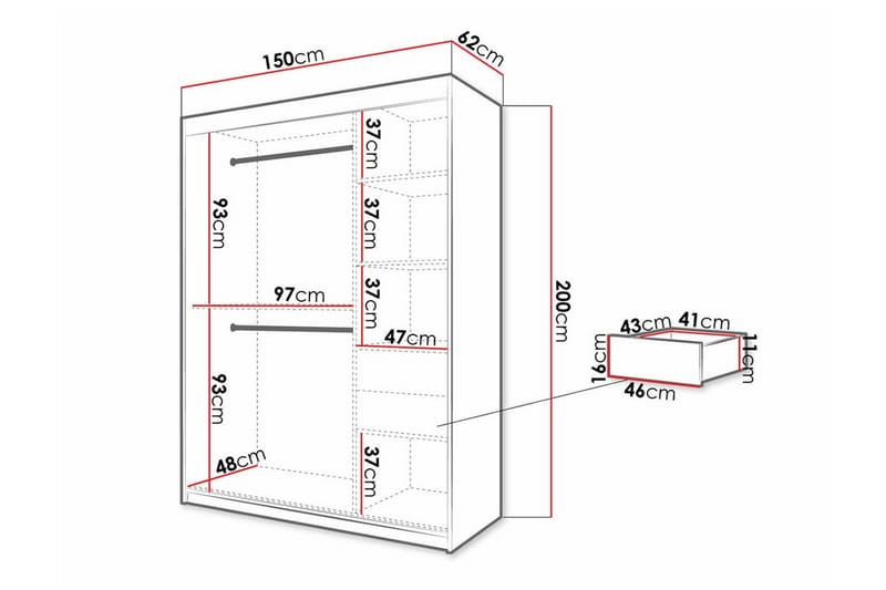 Dunvegan Garderobe 150x200 cm - Hvid - Møbler - Barnemøbler - Oppbevaring barnerom - Skap barnerom