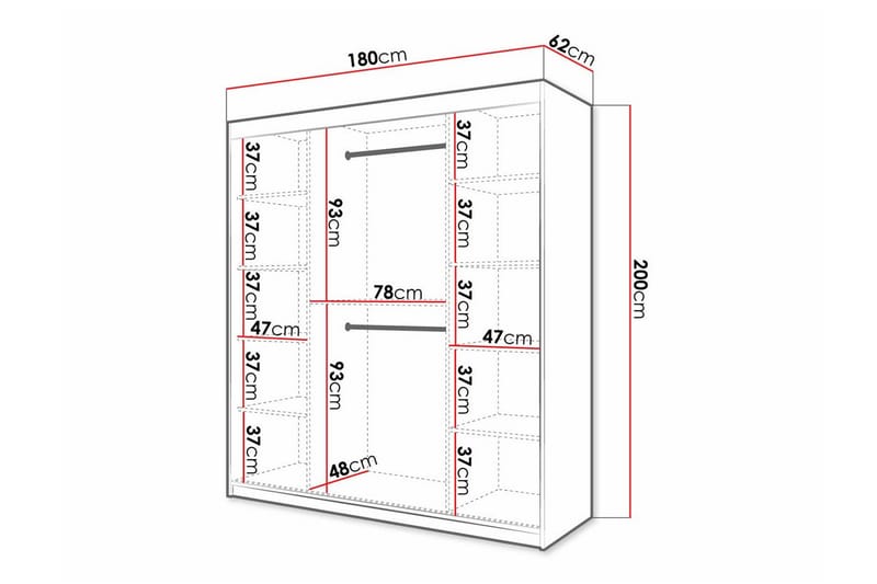 Dunvegan Garderobe 180x200 cm - Hvid - Møbler - Barnemøbler - Oppbevaring barnerom - Skap barnerom