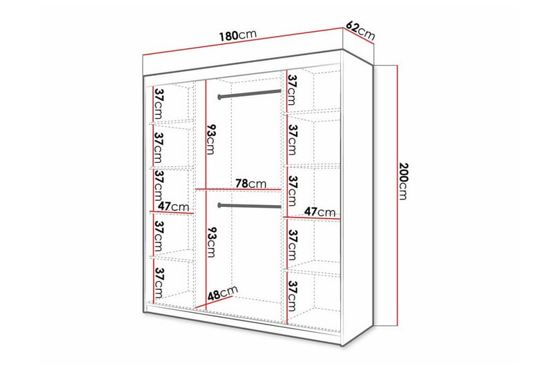 Dunvegan Garderobe 180x200 cm - Hvid - Møbler - Barnemøbler - Oppbevaring barnerom - Skap barnerom