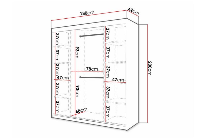 Dunvegan Garderobe 180x200 cm - Hvid - Møbler - Barnemøbler - Oppbevaring barnerom - Skap barnerom