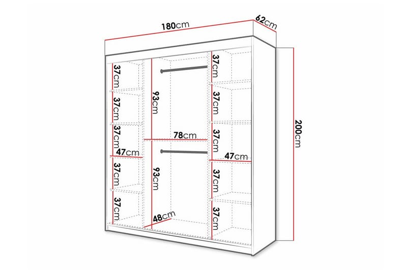 Dunvegan Garderobe 180x200 cm - Hvid - Møbler - Barnemøbler - Oppbevaring barnerom - Skap barnerom