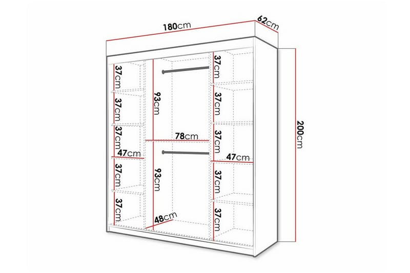 Dunvegan Garderobe 180x200 cm - Svart - Møbler - Barnemøbler - Oppbevaring barnerom - Skap barnerom