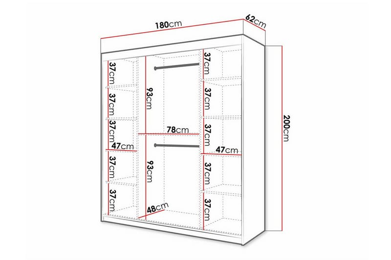 Dunvegan Garderobe 180x200 cm - Svart - Møbler - Barnemøbler - Oppbevaring barnerom - Skap barnerom