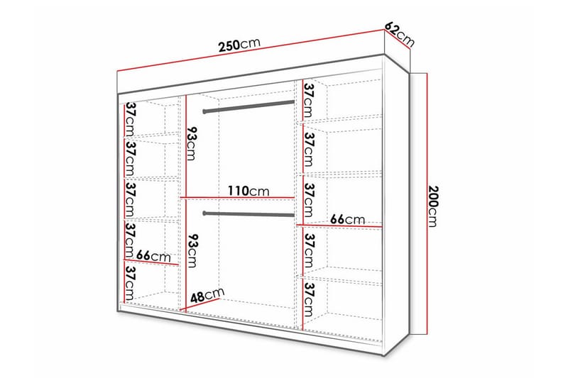 Dunvegan Garderobe 250x200 cm - Hvid - Møbler - Barnemøbler - Oppbevaring barnerom - Skap barnerom