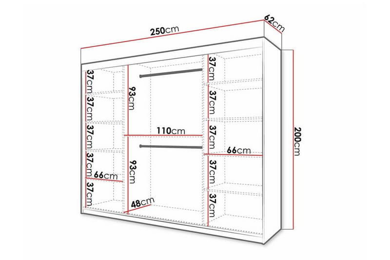 Dunvegan Garderobe 250x200 cm - Svart - Møbler - Barnemøbler - Oppbevaring barnerom - Skap barnerom