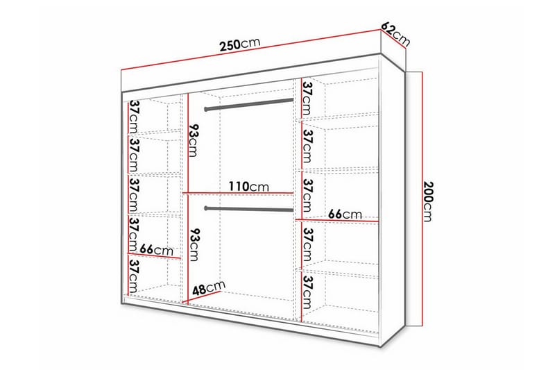 Dunvegan Garderobe 250x200 cm - Svart - Møbler - Barnemøbler - Oppbevaring barnerom - Skap barnerom