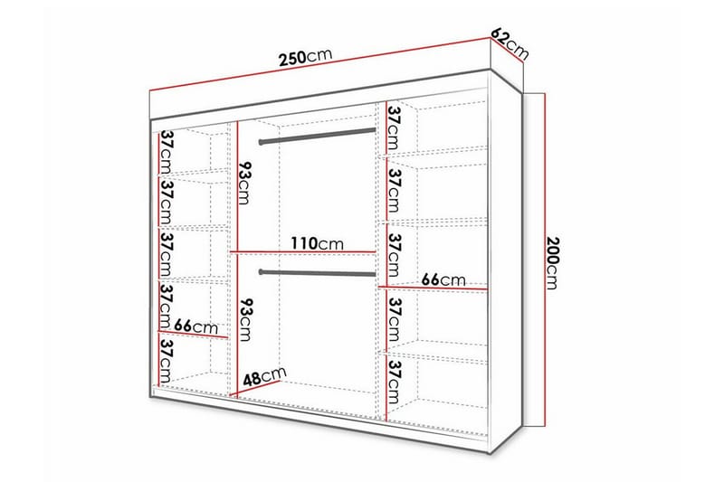 Dunvegan Garderobe 250x200 cm - Svart - Møbler - Barnemøbler - Oppbevaring barnerom - Skap barnerom