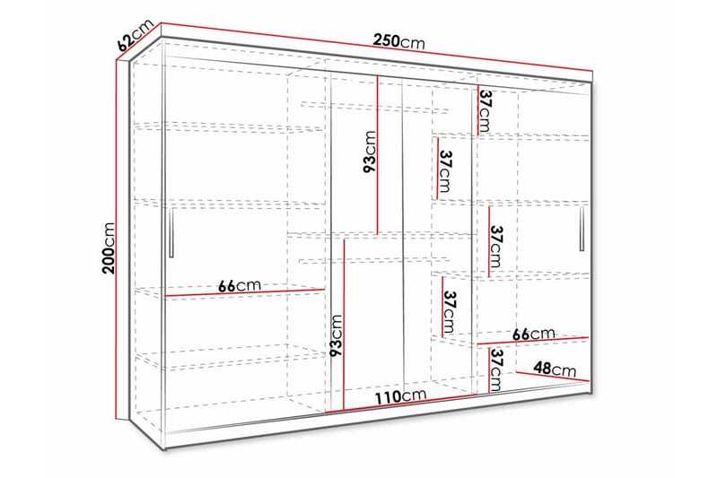 Dunvegan Garderobe 250x200 cm - Svart - Møbler - Barnemøbler - Oppbevaring barnerom - Skap barnerom