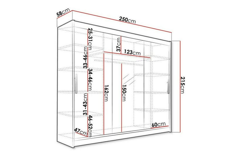 Glenmore Barnskap 250x215 cm - Brun - Møbler - Barnemøbler - Oppbevaring barnerom - Skap barnerom