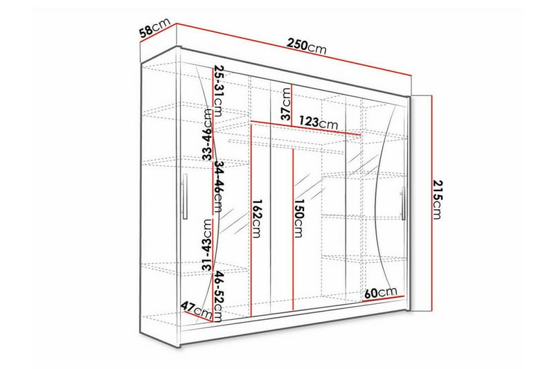 Glenmore Barnskap 250x215 cm - Brun - Møbler - Barnemøbler - Oppbevaring barnerom - Skap barnerom