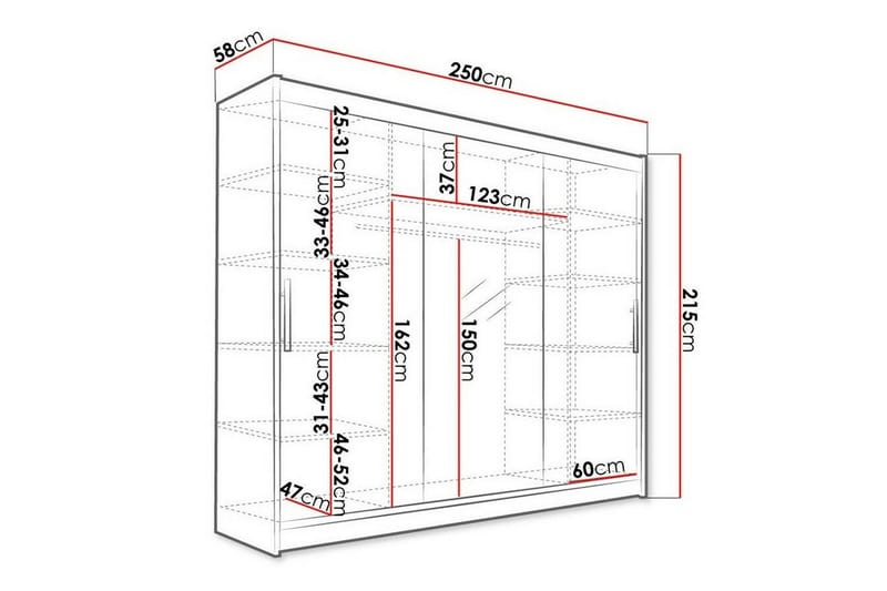 Glenmore Barnskap 250x215 cm - Hvid - Møbler - Barnemøbler - Oppbevaring barnerom - Skap barnerom